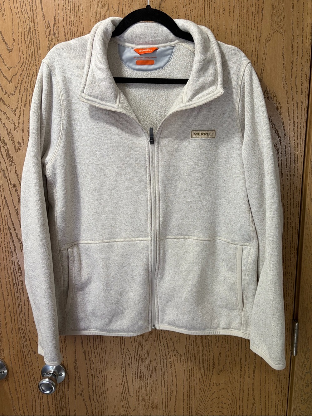 Merrell Cream Sherpa Full-Zip Jacket with Orange Logo Tab